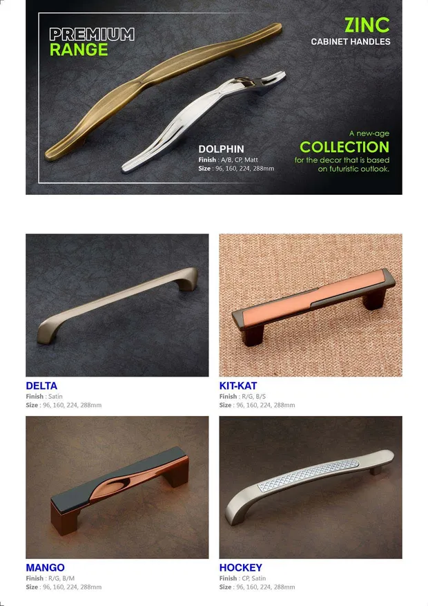 Premium range zinc cabinet handles